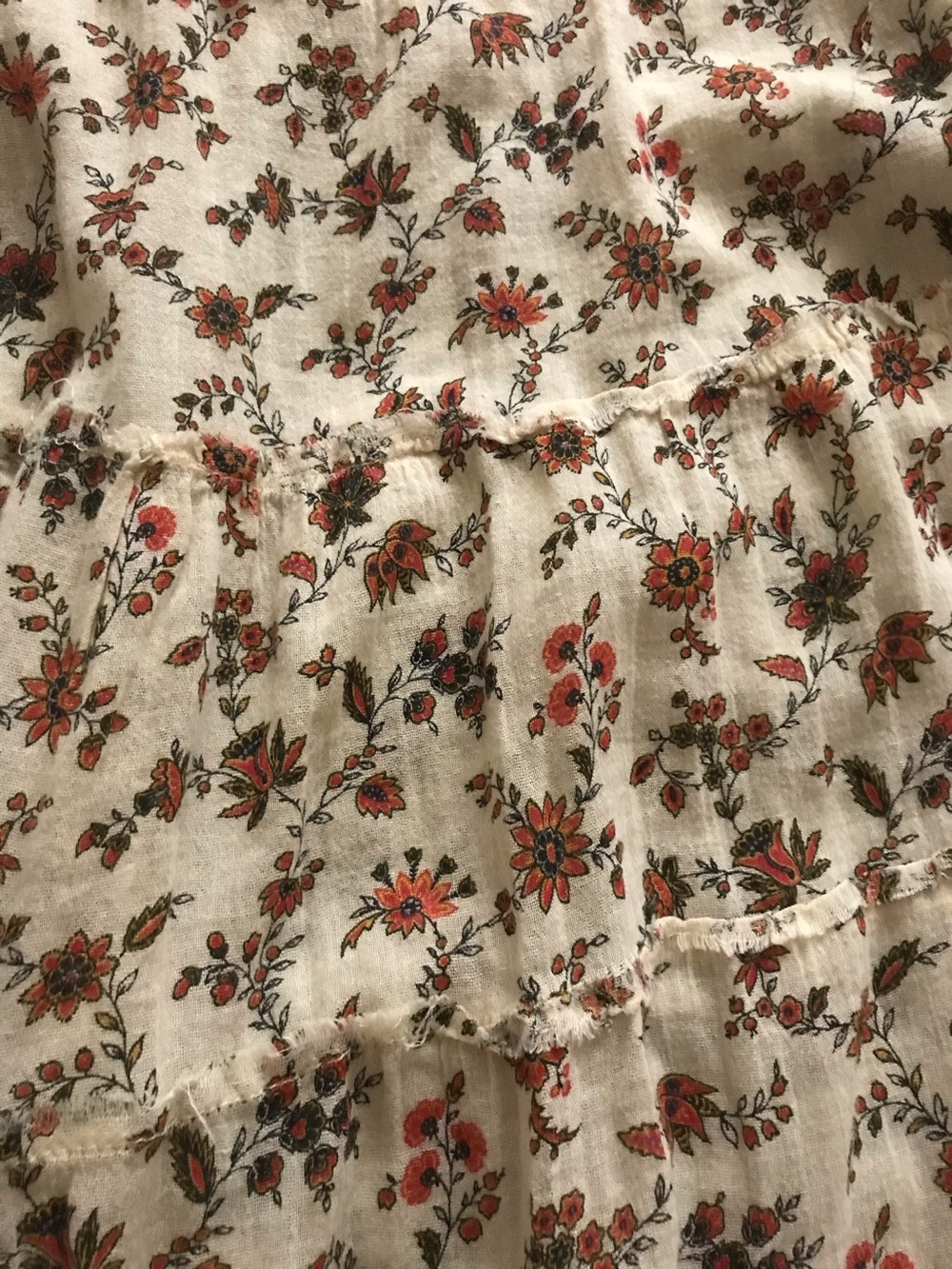 Denim & Supply Ralph Lauren Cream Maxi Skirt with Red Floral Print - Picture 5 of 7
